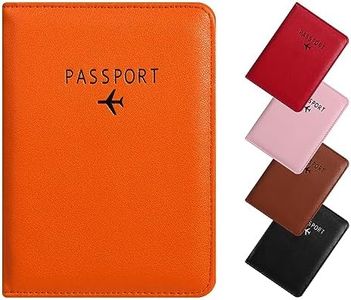 Passport Covers,RFID Blocking Passport Travel Book Holder Cover Case,H HOME-MART PU Leather Document Organizer Protector,for Credit & ID Cards, Boarding Passes,Orange