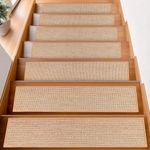 Natural Linen Stair Treads for Wooden Steps Indoor,8" X 30" (15 in Pack) Carpet Stair Treads for Wood Stairs, Machine Washable Stair Runners for Kids Elders and Pets,Beige