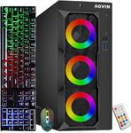 Gaming Desktop Tower PC AQVIN LuminaRings - Intel Core I7 Processor up to 4.60Ghz, 32GB DDR4 RAM, 1TB SSD, GeForce GTX 1650 4GB DDR5 HDMI, RGB Gaming Keyboard Mouse, WIFI, Windows 11 Pro - Renewed