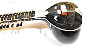 Sitar, Vilayat Khan style black Sitar,By Radhey Shyam Sharma & Co. With Fiber Case