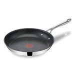 Tefal Jamie Oliver Cook's Direct Frying Pan 28cm Non-Stick Stainless Steel, Heat Indicator, Riveted Safe-Grip Handle, Induction Hob Compatible, E3040644