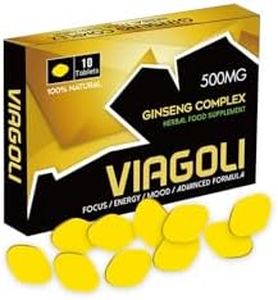 New VIAGOLI Gold - 10 Pills 500mg - Stronger & Harder Enhanced Strength & Firmness for Men - Designed to Boost High Stamina, Performance & Natural Male Enhancing Food & Herbal Supplement