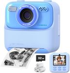 Upgrade Kids Camera Instant Print for Boys and Girls, 1080P HD Dual-Lens Selfie Digital Camera with Print Paper & 32G Card, Christmas Birthday Gifts Toys for Toddler and Teenagers Age 3-16 Years Old