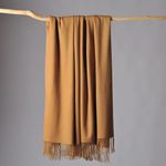 CUDDLE DREAMS Premium Cashmere Throw Blanket with Fringe, Luxuriously Soft (Camel)