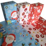 eVincE Christmas wrapping paper | 3 designs 12 sheets | Red Xmas Doodle Blue Santa White Red Xmas tree party décor theme | kids gift ideas for men women adults office gifts | 70 x50 cms large