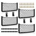 4 Pcs Storage Nets for Campervans, Elastic Trunk Storage Bag with Plastic frame,Van Motorhome Caravan Boat Car Storage Solutions Accessories for Storing Phone/Water Bottle/Toiletry, 36.5CM * 18.5CM