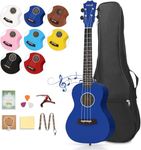 Dripex Blue Concert Ukulele 23 Inch Ukulele with Beginner Kit for Adults or Kids