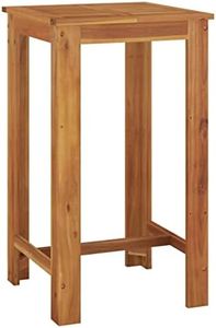 vidaXL Acacia Wood Garden Bar Table - Square Outdoor Dining Table in Brown - Easy-to-Clean & Assembly Friendly, Modern Design, 60x60x105 cm