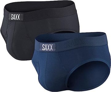 Saxx Men's Underwear - Ultra Super Soft Briefs with Fly and Built-in Pouch Support - Underwear for Men, Pack of 2, Black/Navy, Medium