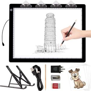 TOHETO A3 Light Pad with Foldable Stand, UL Certified Adapter, 8000 Lux Super Bright Ultra Thin Pad for Cricut Weeding Vinyl, Artist Drawing Light Box/Board/Table for Tracing, Sketching - Black