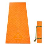 WiseLife Printed Yoga Mat + Yoga strap (TPE Material 6mm Extra thick Extra long and wide Exercise mat for workout, fitness, yoga and pilates) (Orange)