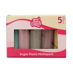 FunCakes Sugar Paste Multipack Earth Colour Palette, Perfect for Cake Decorating, Halal, Kosher and Gluten Free. 5 Colours, Honey Gold, Red Earth, Urban Taupe, Old Rose, Teal Blue, 5 x 100 g