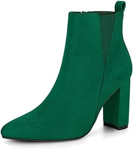 Allegra K Women's Zipper Block Heels Emerald Green Ankle Boots 8 M US
