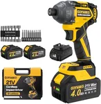 GoYwato Cordless Impact Driver 2655In-lbs(300N·m) - 21V 1/4" Hex Chuck Brushless Hand Impact Driver With 2 x 4.0Ah Battery & Charger & 14 x Sockets Set & 10 x Screwdriver Bits for Home Projects & DIY