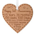 Happy 3rd Anniversary Gift for Couples 3rd Wedding Anniversary Gifts for Him Her Engagement Present for Fiance 3 Years Celebration Keepsake for Husband Wife Spouse Boyfriend Girlfriend Partner