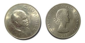 Stampbank Collectible coins - Winston Churchilll commemorative five shilling crown coin from 1965