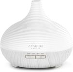 ASAKUKI 300ml Essential Oil Diffuser, Premium 5 in 1 Ultrasonic Aromatherapy Scented Oil Diffuser Vaporizer Humidifier, Timer and Auto-Off, 7 LED Light Colors-White