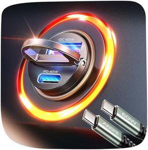 AINOPE 90W Super Fast Car Charger USB C,Invisible Cigarette Lighter Adapter，[Mini&Metal] Type C Car Charger Fast Charging Fit Samsung Galaxy S25 S24 Ultra Plus,iPhone 16 15 14 13 12 Pro Max Plus,Black