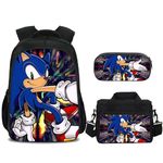 3PCS Backpack Sets for Primary Junior School Kids Backpack with Lunch Bag Pencil Case Custom Bookbags for Boys Girls (Pattern2)