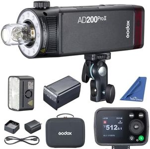 Godox AD200 Pro II Godox AD200Pro II Flash,One-Tap Sync with X3, Optimized Flash Heads, Bicolor LED Modelling Led,Color Group Indicator, Adjustable from 1/512 to Full Power 1/1(AD200Pro Upgraded)