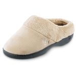 isotoner Women's Classic Hoodback W Memory Foam Slip on Slipper, Taupe, Medium/7.5-8 M US