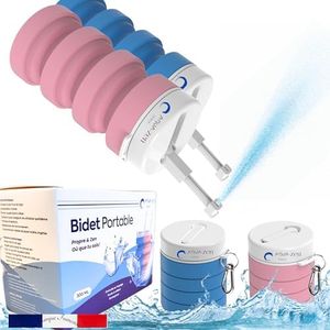 Bidet Portable Istinja Duo-pack, Hygiène toilette Intime, Pratique Post Accouchement Maternité Bébé, Lavage Périné fesses, Portatif Sac à Main dos, Voyage Camping Randonné Bivouac, Hémorroïde Ablution