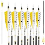 SHARROW 6/12P 32 Inch 100% Pure Carbon Arrows Spine 250-600 Archery Target Arrows Adult Hunting Arrow with 4" Natural Feathers Arrow for Recurve Bow Compound Bow Longbow Bow And Arrow (Sp 600, 12Pcs)