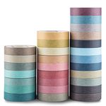 YUBBAEX Natural Color Washi Tape Set 28 Rolls Decorative Tapes for DIY Crafts, Journals, Planners, Scrapbooking, Wrapping (Morandi 28 Rolls) (Morandi 28 Rolls)