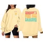 UNIQUEONE Grandma Sweatshirt Women Oversized: Nana Life Sweatshirts Grandma Gift Shirt - Gigi Graphic Pullover Top, Apricot, XL