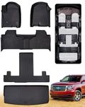 DrCarNow for 2021 2022 2023 2024 GMC Yukon & Chevrolet Tahoe,Custom Fit All-Weather Floor Mats & Cargo Liner Heavy Duty TPE Floor Mats for 2 Row Bucket Seats Protection & Accessories（5PCS）