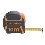 Magnusson 10m Tape Measure, Material: Nylon, Length 100mm, Measuring Length: 10m, Width 99mm, Colour Description: Black & Orange