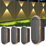 ELLASAY Solar Fence Lights Outdoor Garden,3000K/4000K/6000K 3 Modes Brighter Garden Wall Lights Solar Powered Waterproof IP65 for Patio/Backyard/Porch/Pool Decorations,4PK
