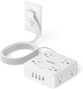 Thin Flat Extension Cord Indoor with USB C, SMALLRT Small Flat Plug Power Bar with 8 AC Outlets 3 USB (1 USB C), 6.5FT Small Power Strip Wall Mountable Cruise Ship, Travel, Home, Dorm Room Essentials