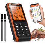 500FT Wireless Meat Thermometer with 2 Probes-Rechargeable, Smart Digital Cooking Thermometer with APP Alarm Function Preprogrammed Temperatures for Grilling Smoking Oven BBQ