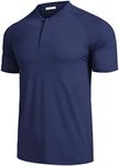 COOFANDY Men's Quick Dry Golf Polo Shirts Short Sleeve Henley Shirt Active Athletic Collarless Sports T Shirts