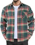 COOFANDY Men's Flannel Plaid Shirt Long Sleeve Button Down Shirt Cotton Casual Lightweight Shirt Jacket