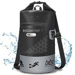 ROCONTRIP Waterproof Dry Bag Durable Backpack Roll Top Dry Sack Reflective Floating Pouch for Kayaking Canoe Camping Boating Rafting Fishing Water Sports Outdoor 10L/25L/35L/45L(45L, Black)