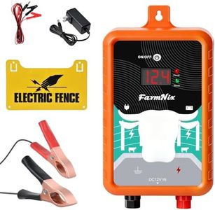 15Miles Electric Fence Charger with ON/Off Switch, 4J Energy Output 12KV Voltage,AC DC Electric Fence Charger with LED Display for Preventing Wild Animals Intruding Great for Gardens,Poultry