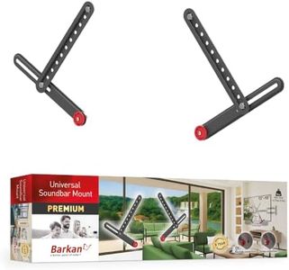 Barkan Soundbar Mount, Adjustable Bracket for Mounting Above or Under The TV, Sizes 13-80 inch, Fits Most of Sound Bars Up to 14 lbs, Easy Assembly Black