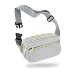FIORETTO Bumbags for Ladies Fashion Bum Bag Fanny Pack with Organized Pockets Mini Belt Bag Waist Bag with Adjustable Strap for Dog Walking Running Travel Grey
