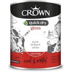 AMK® Crown Quick Dry Gloss Pure Brilliant White Paint 750ml for Wood & Metal Interior Exterior