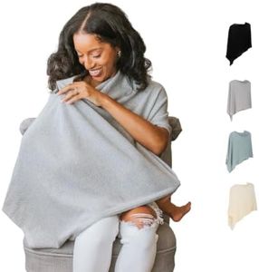 100% Cotton - Breathable Nursing Cover Up for Breastfeeding - Privacy Nursing Covers - Breastfeeding Must Haves - Ponchy by Gold Mamas - Versatile Nursing Shawl for Baby Feeding (Gray)