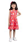 Tweeny Mini Baby Girls Casual Frock for Fit & Flare Dress Rainbows and Unicorn Printed Cotton Casual Wear for Girl(Red) (5-6 Years)