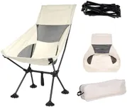 IEJ Ultralight High-Back Camping Chairs - Portable Folding Backpacking Chair with Frag Flippers, Supports up to 330 lbs, Compact and Durable for Outdoor Activities - White