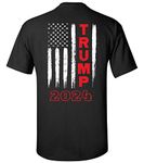 Political Trump 2020 American Flag Adult Short Sleeve T-Shirt - Black - XXXXL