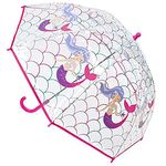 KAV Kids Transparent School Umbrella Boys and Girls - Sweet, Beautiful, Lightweight Design Dome Parasol for Your Child (Mermaid)