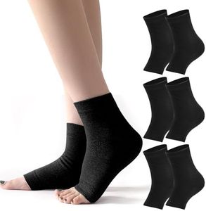 Amexo 3 Paar Nano Neuropathie Socken Schwarz Elastische Knöchelstütze Kompressions Baumwolle Fußschutz Kompressionsmanschette für Herren Damen Fußbandage Atmungsaktive Knöchelstütze für Sport