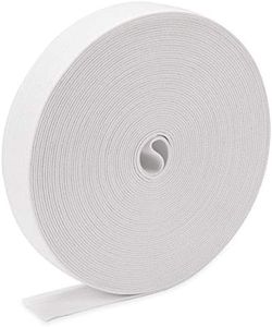 H&S White Roll of Elastic Band for Sewing and Knitting - 24 mm White Round Waistband Elastic Cord for Crafts and Fabric Accessories - White Thick Elastic for Dress-Making