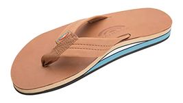 Rainbow Sandals Men's Double Layer Leather Sandal,XX Large / 12-13.5 D(M) US,Classic Tan Blue