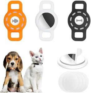 Fretime 3-Pack AirTag Cat Collar Holder for Apple AirTag 2021, Silicone Air Tag Protective Case for Puppy Dog Collar with Screen Protectors - Black & Orange & White